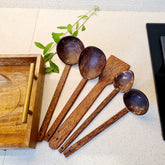 Thenga Coconut shell & wood cooking Spoon Set- Set of 5